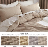 Bedsure Cotton Duvet Cover Set - 100% Cotton Waffle Weave Khaki Duvet Cover Oversized King Size